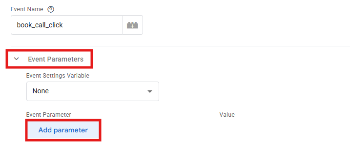 GTM Tag Configuration panel showing Google Analytics GA4 Event option selected