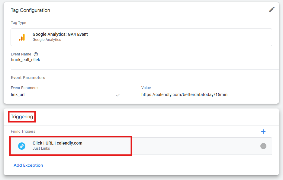 GTM GA4 Event tag showing Event Parameters section with Add Parameter button