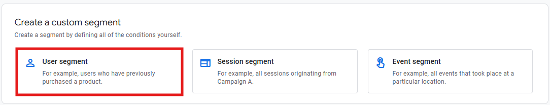 User segment option selected for the Converters segment