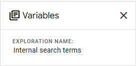 GA4 Free Form exploration showing a ranked list of internal search terms with metrics