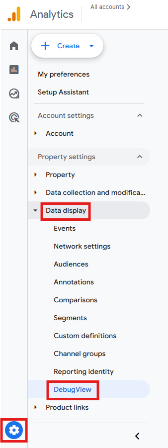 GA4 DebugView showing the view_search_results event with the search_term parameter