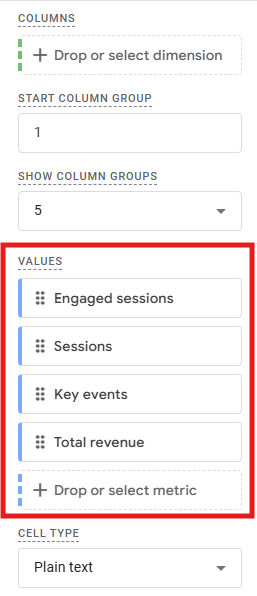 Explore report showing referral data with full page URLs