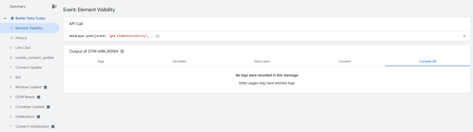 GTM Preview Console tab showing JavaScript errors and tag failure messages