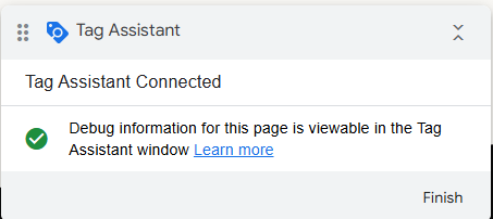 Website with Tag Assistant Connected badge visible in the bottom-right corner